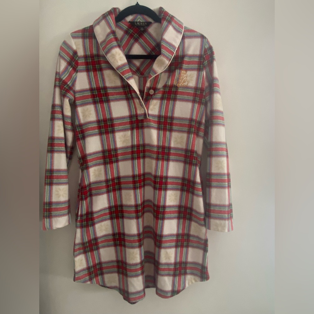 Lauren Ralph Lauren Multicolor Plaid Fleece Nightshirt